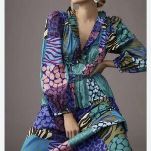 Anthropologie Geisha Designs Colorful Patchwork Women's Dress